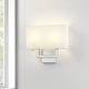 preview thumbnail 1 of 61, Wall Sconce Light With White Fabric Shade 13.25"-Brushed Steel