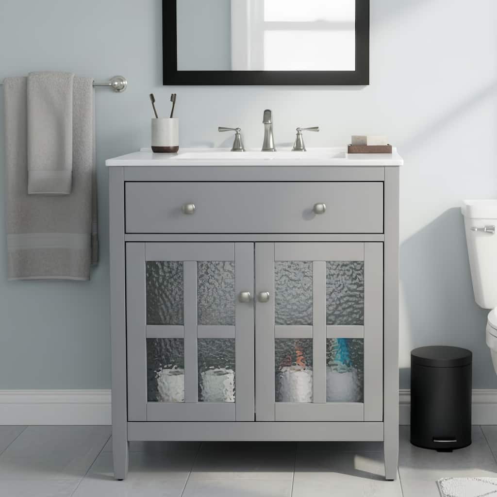 Christopher Knight Home-Josie 30-Inch Bathroom Vanity with Ceramic Sink