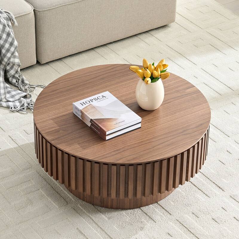 31.49'' Nesting Handcraft Drum Coffee Table with Storage