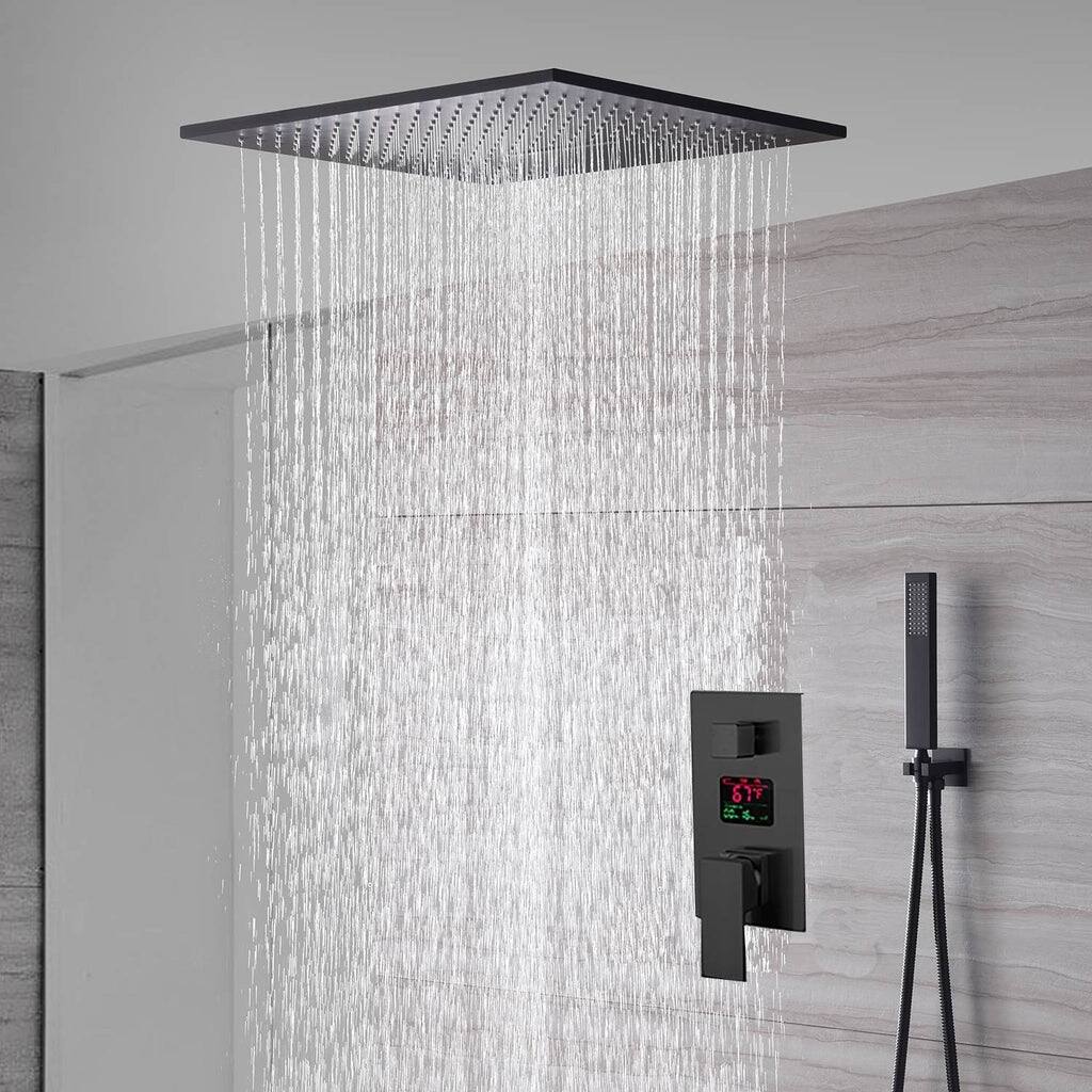 24inch ceiling mount rainfall waterfall shower systems 3 way digital display pressure balance shower faucet - 7'6" x 10'9"