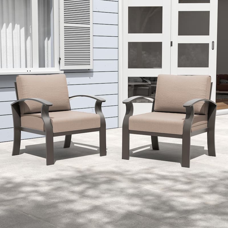 2-Seats Outdoor Aluminum Sofas Chairs with Sand Cushions