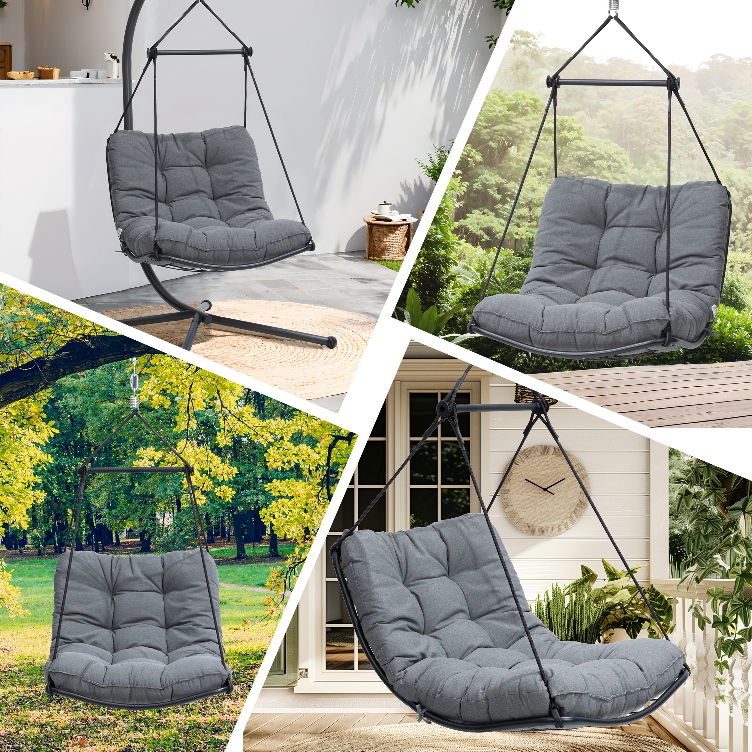 Porch Swing Outdoor Hanging Chair No Stand Seater Wicker Porch