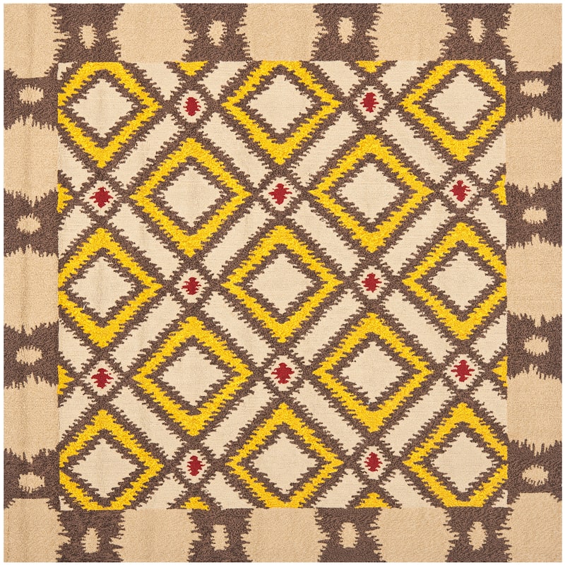 SAFAVIEH Handmade Four Seasons Malwine Floral Rug - 6' Square - Beige/Yellow