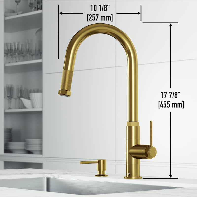 VIGO Hart Arched 18" H Single Handle Pull-Down Kitchen Faucet