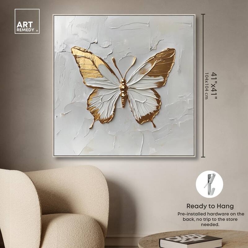 Simple Golden Butterfly Canvas by Art Remedy