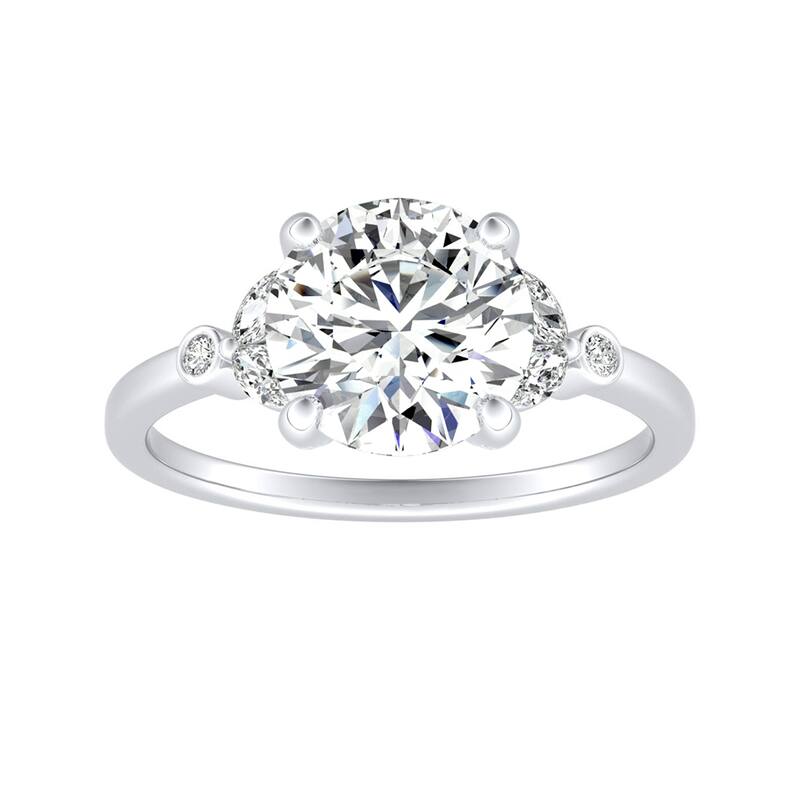 Auriya 14k Gold 2ctw Vintage Floral Moissanite and Diamond Engagement Ring 1/4ctw - White - 4