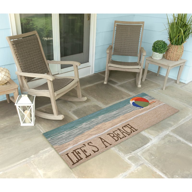 Liora Manne Frontporch Life's A Beach Indoor/Outdoor Rug - 2' x 5' - Multi