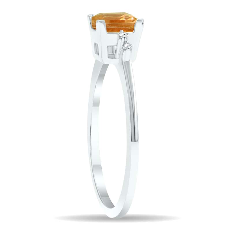 Women's Citrine and Diamond Sparkle Ring in 10K White Gold