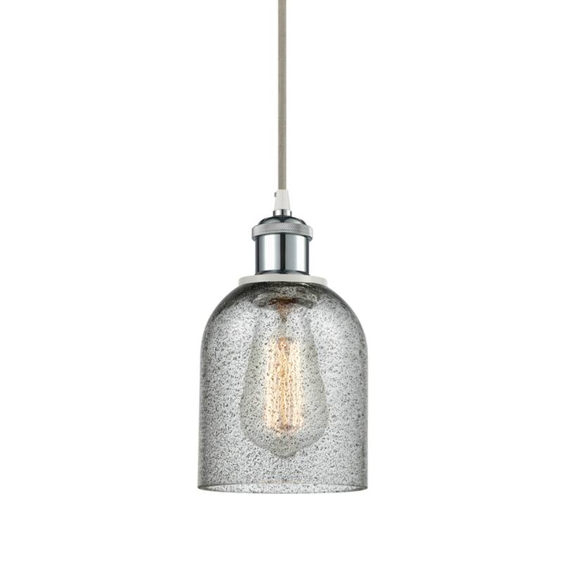 Innovations Lighting 516-1P-10-5 Caledonia Pendant Caledonia 5" Wide - Charcoal / White and Polished Chrome