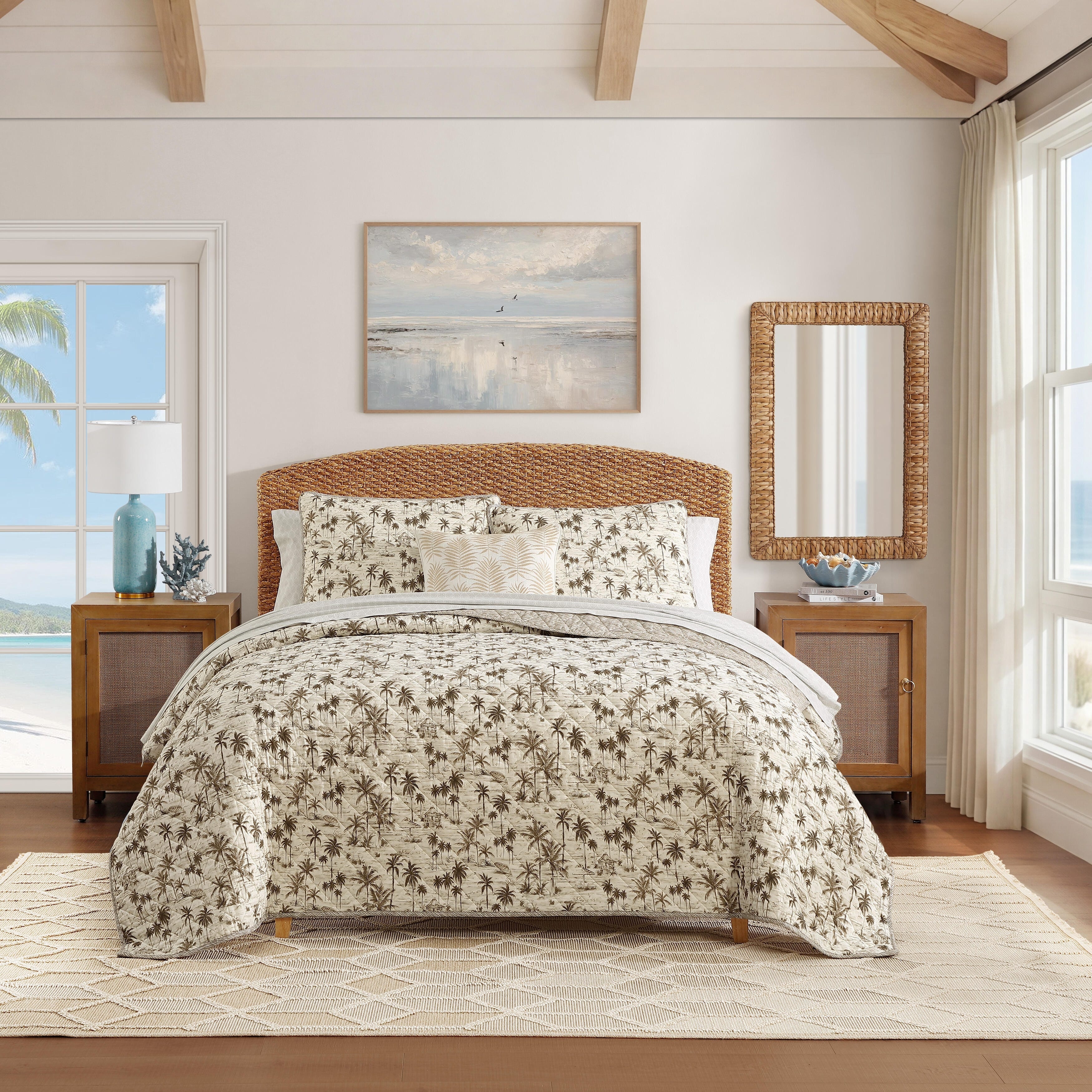 Tommy Bahama Surfside Cotton Brown Reversible Quilt Set