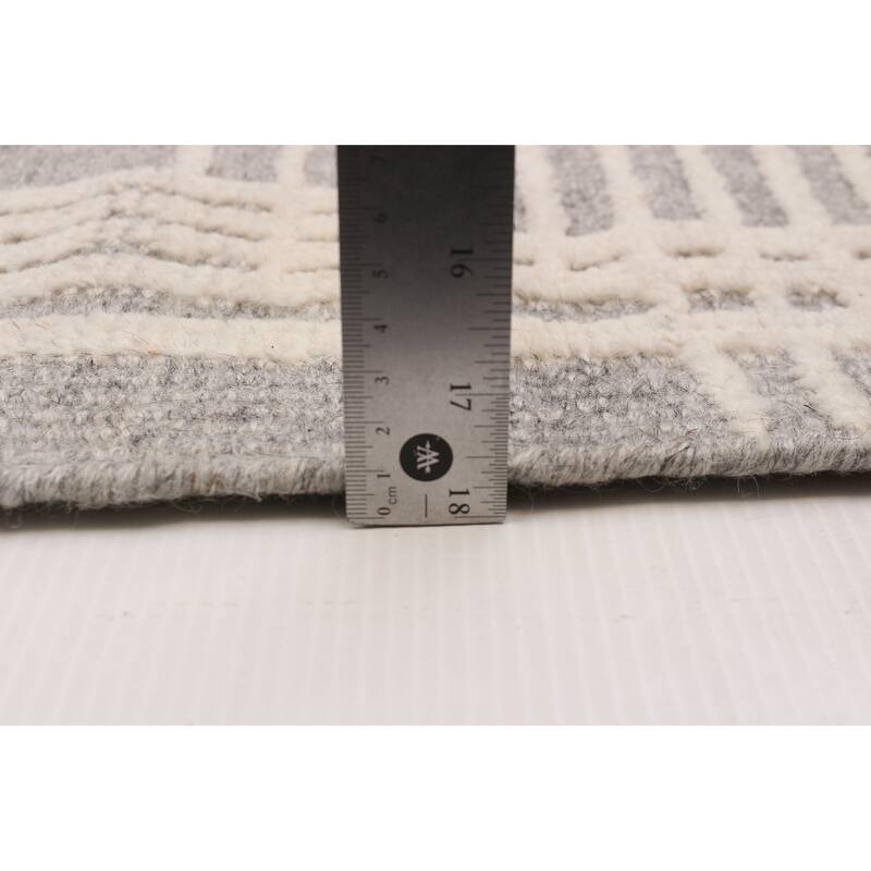 ECARPETGALLERY Hand-knotted Tangier Cream, Dark Grey Wool Rug - 8'0 x 10'4
