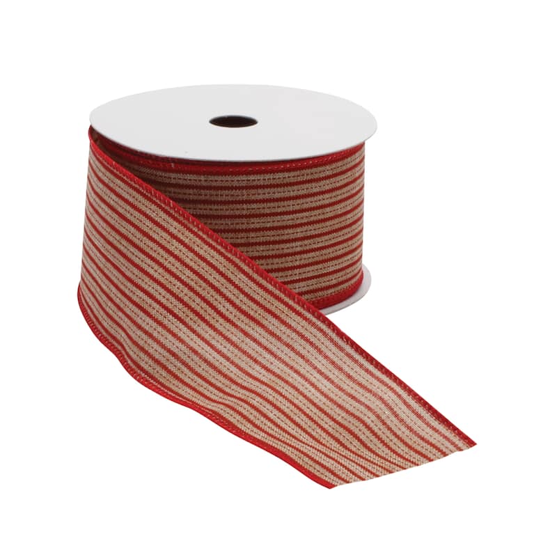 10 Yards Long 2-Pack Red and Beige Wired Holiday Ribbon Perfect for Gift Wrapping and Crafts - 360”L x 2.5”W x 0.25”H