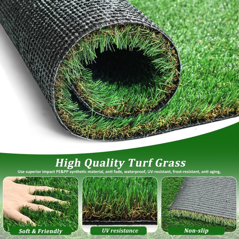 3FTX5FT Outdoor Artificial Grass Runner Rug,Thick Realistic Fake Grass Roll Decor Patio Balcony Garden Lawn - 3' x 5' Oval