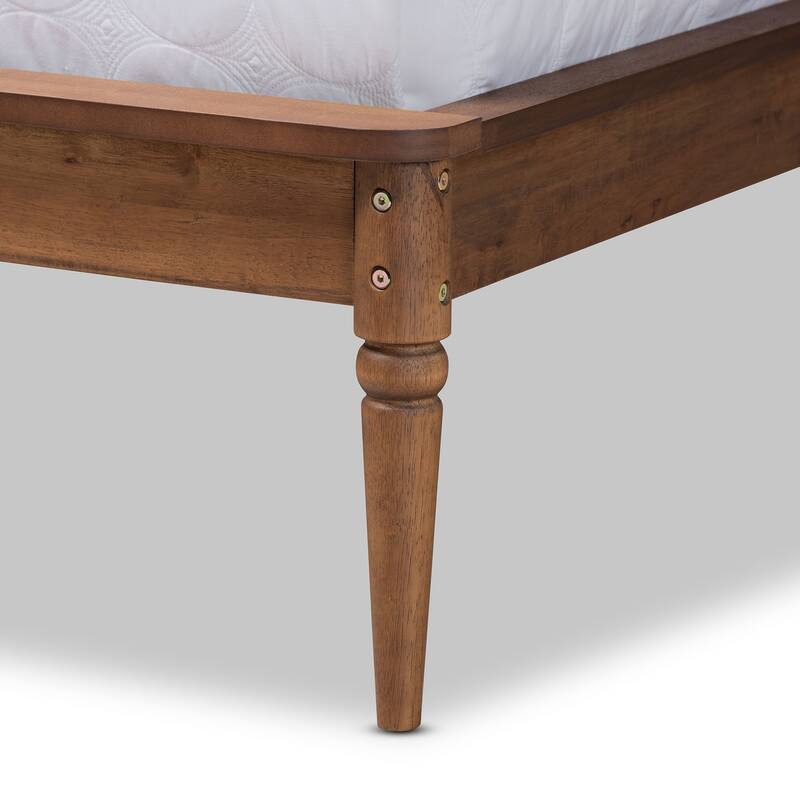Abel Classic and Traditional Wood Platform Bed-Walnut Brown