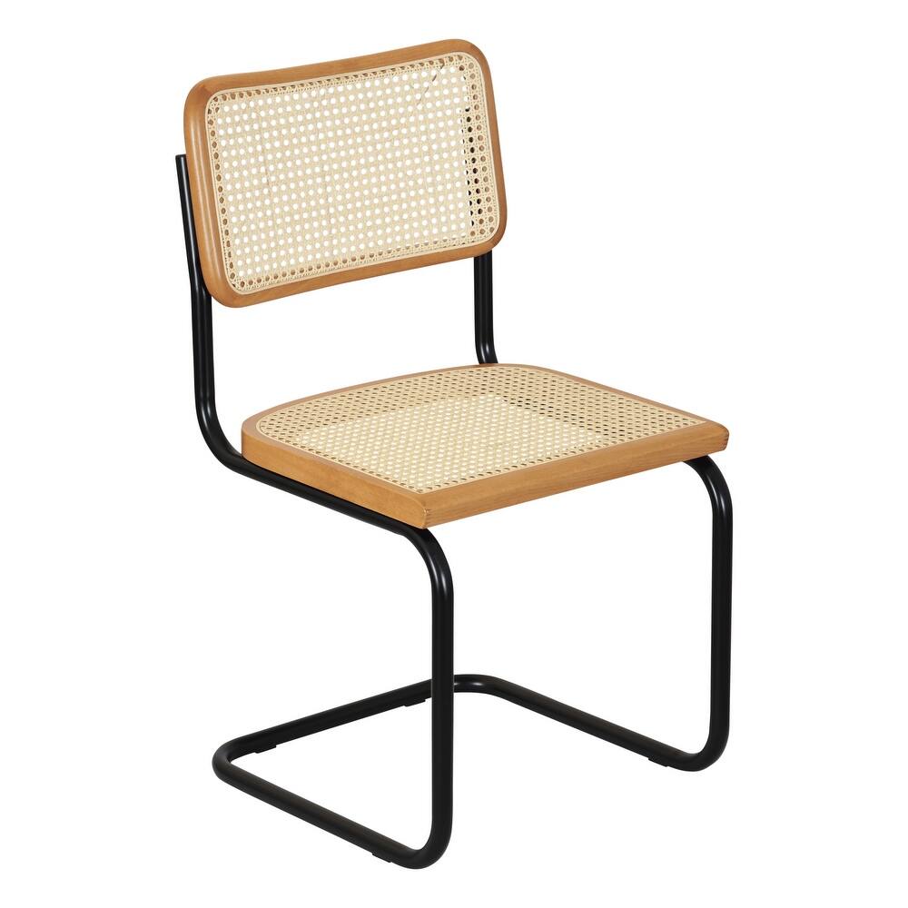 Breuer Chair Company Marcel Breuer Cesca Cane Cantilever Side Chair w/ Black Steel Frame (Various Wood & Cane Colors)