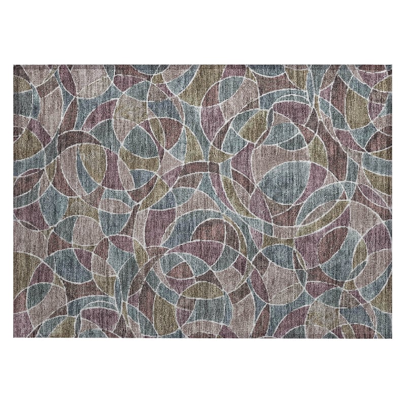Machine Washable Indoor/Outdoor Casual Mosaic Chantille Rug