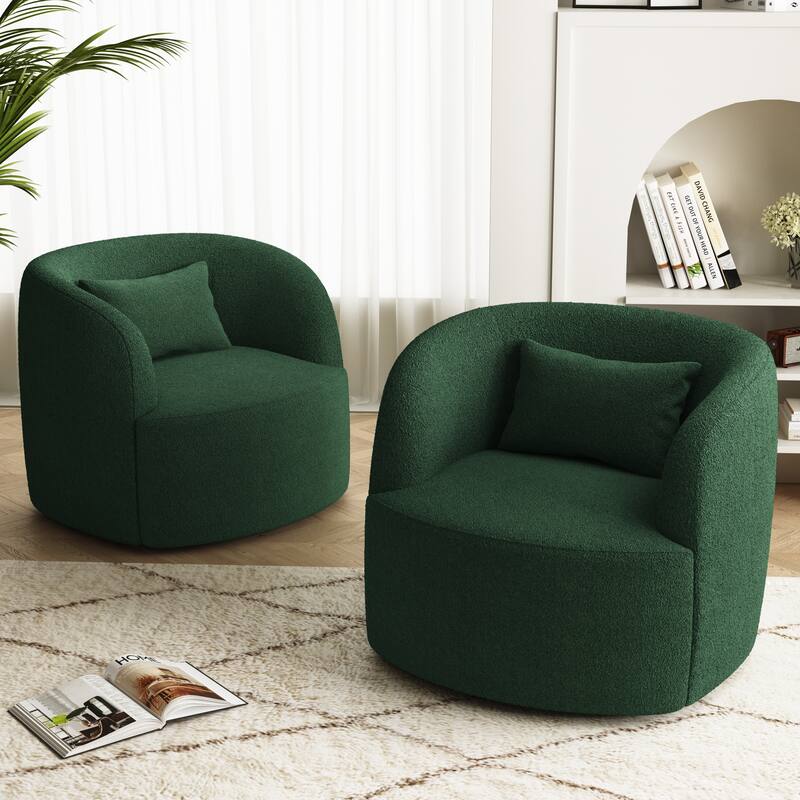 Set of 2 Single Accent Chair Teddy Swivel Barrel Chairs