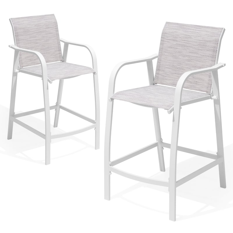 Crestlive Products Outdoor Outdoor Cast Aluminum Swivel Bar Stools with Sunbrella Cushion