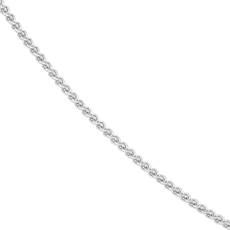 Curata 925 Sterling Silver Rhodium Plated 2.25mm Round Wheat Chain Necklace (Lobster)