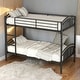 preview thumbnail 2 of 47, Twin Over Twin Metal Bunk Bed with Ladder, Divided into 2 Beds