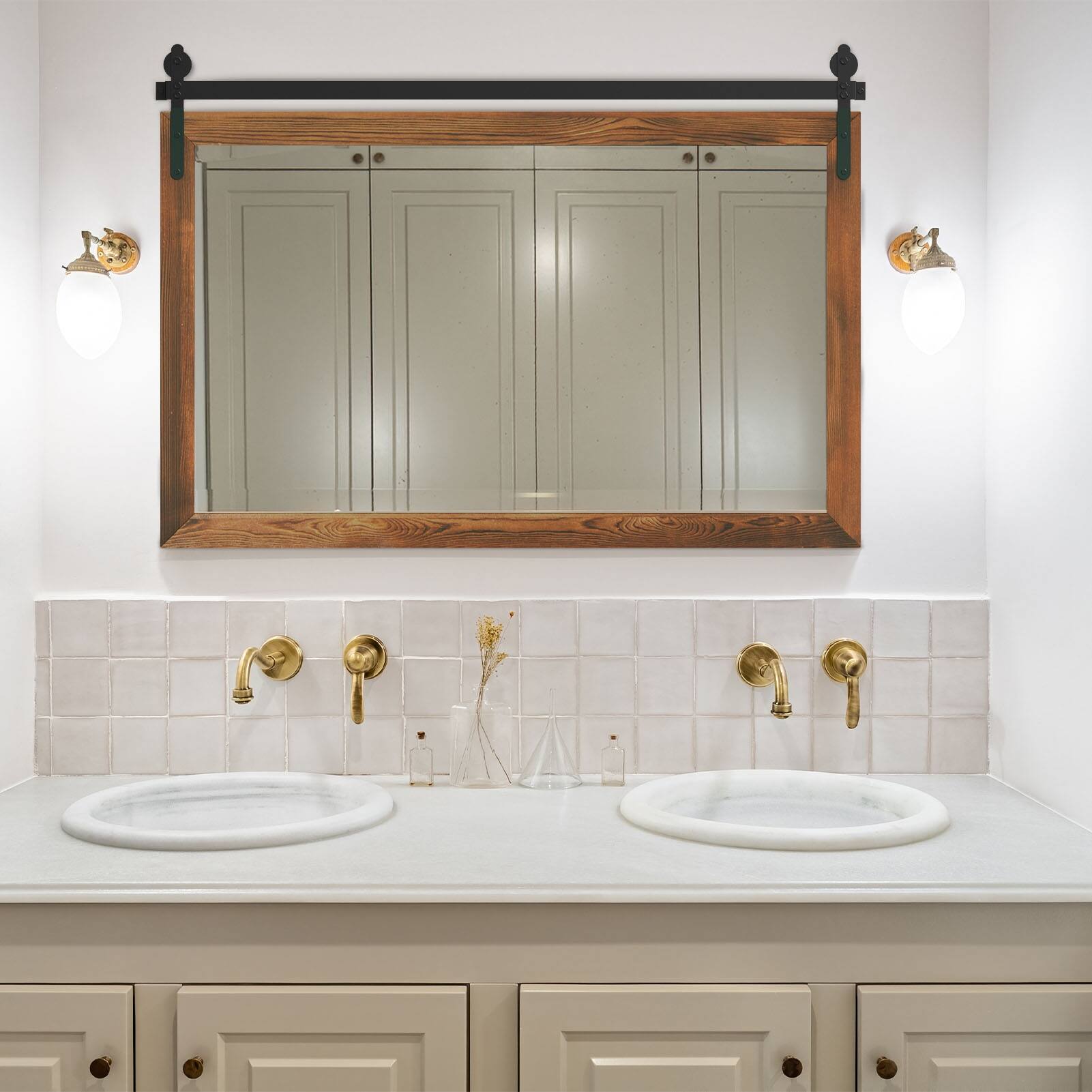 Farmhouse Barn Door Style Wall Mirror Bed Bath & Beyond 39700439