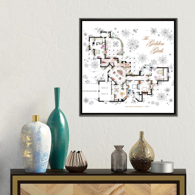iCanvas "Floorplan From The Golden Girls" by TV Floorplans & More Framed