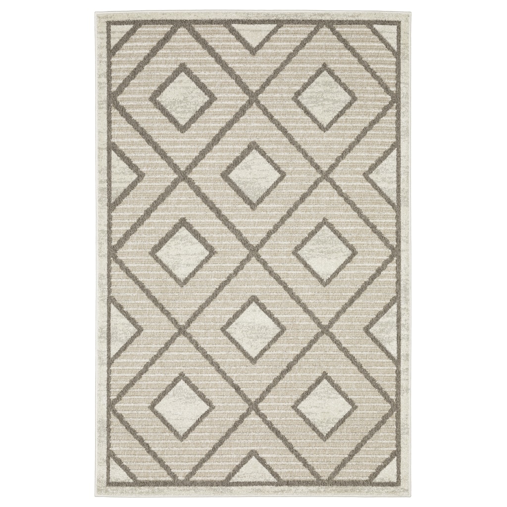 Style Haven Thassos Diamond Lattice Beige/ Brown Mixed Pile Area Rug