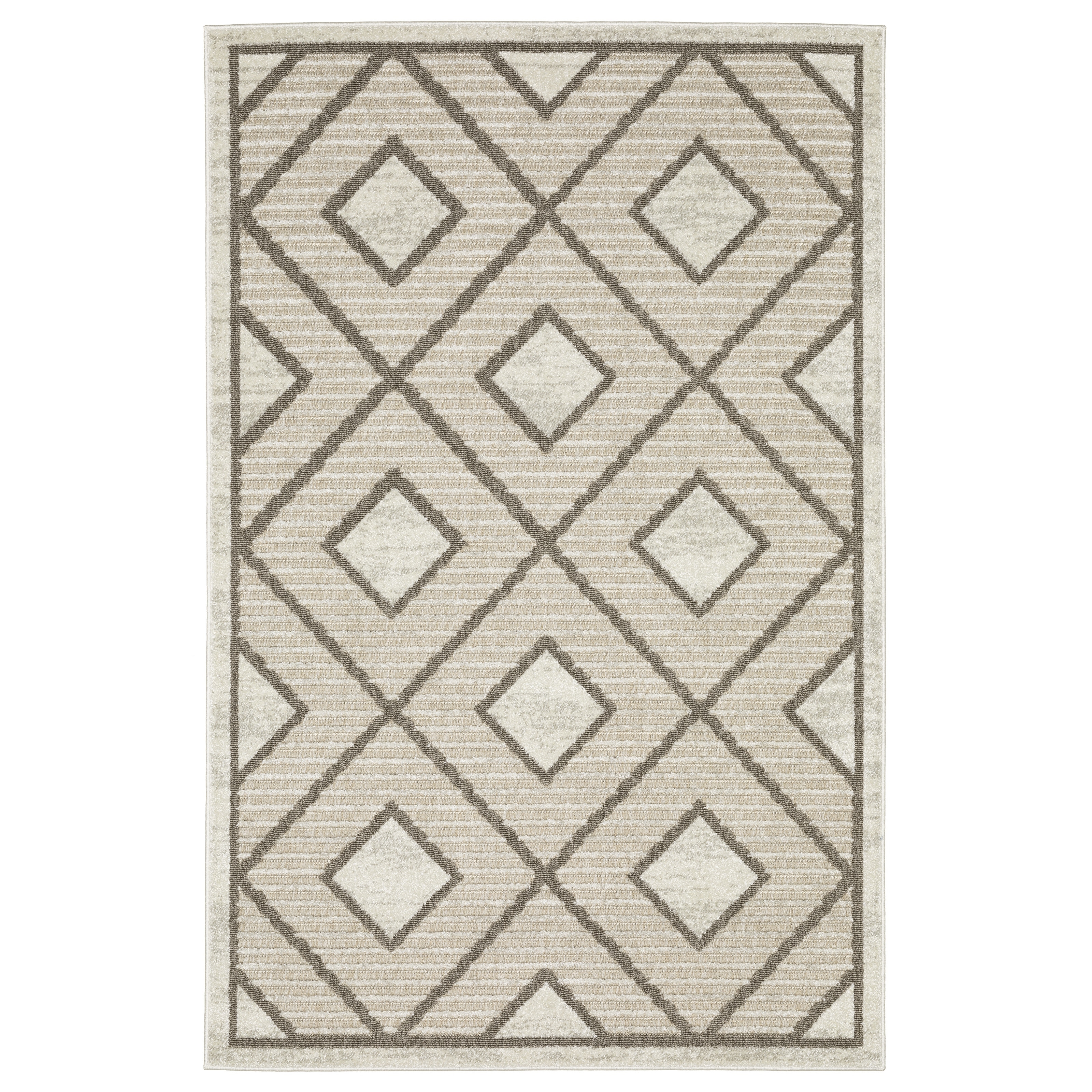 Style Haven Thassos Diamond Lattice Beige/ Brown Mixed Pile Area Rug
