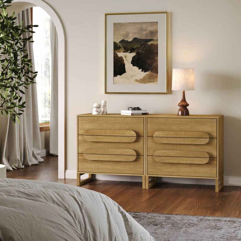 Novi Organic Modern 3 Drawer Wood Dresser for Bedroom with Integrated Handles