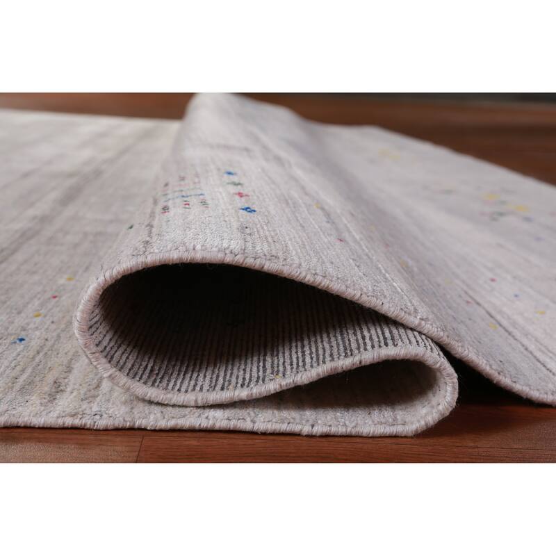 Hand Knotted Oriental 100% Wool Carpet Tribal Animal Pictorial Greys & Charcoal Gabbeh Area Rug - 10' 1'' X 8' 1''