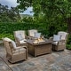 preview thumbnail 2 of 13, Rio Vista Sandstone Outdoor Wicker Seating Set with Fire Pit Table (5-Piece)