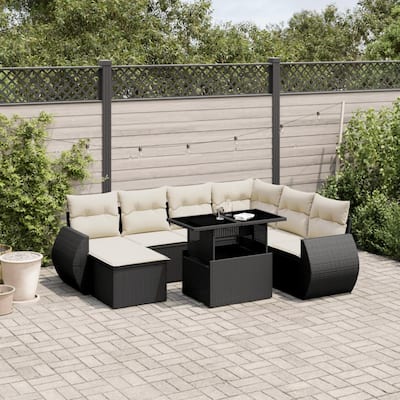 vidaXL Patio Sofa Set with Cushions Outdoor Furniture 8 Piece Poly Rattan
