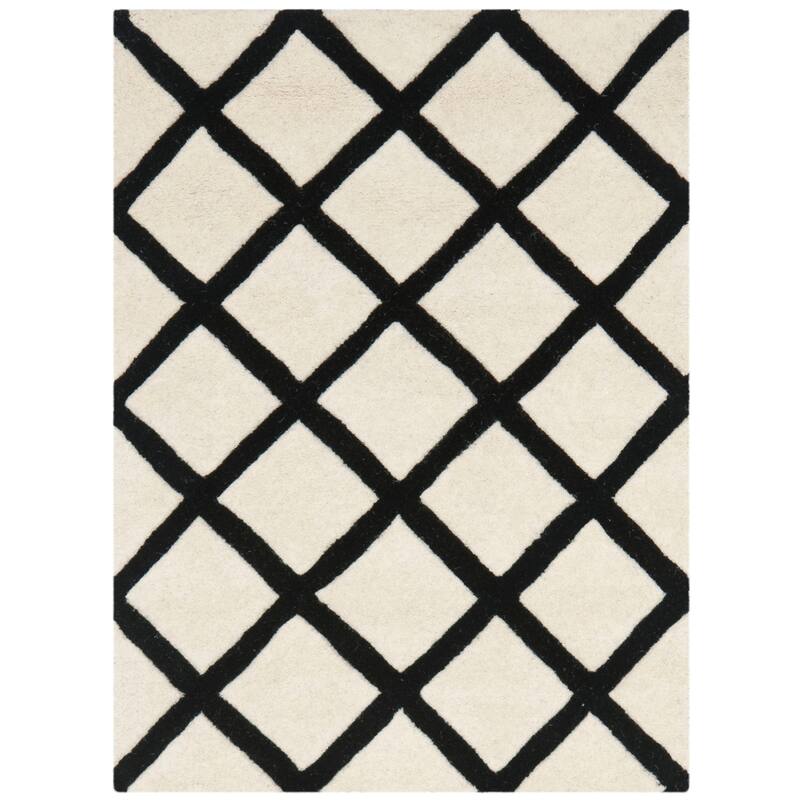 SAFAVIEH Handmade Chatham Retha Modern Moroccan Wool Rug - 2' x 3' - Ivory/Black - Rectangle