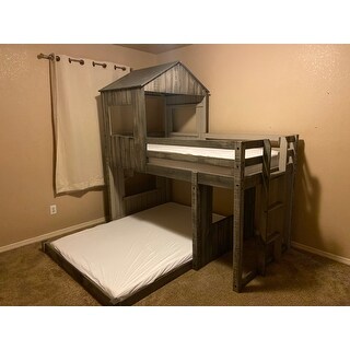 Twin over Full Campsite Loft in Rustic Dark Grey