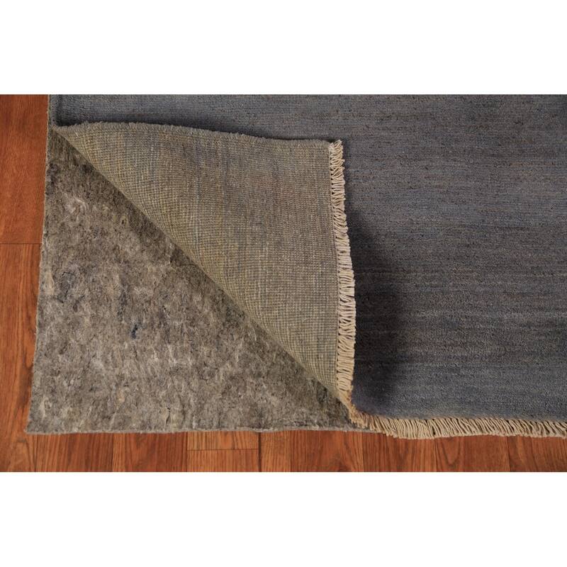 Blue & Gray Modern Gabbeh Runner Rug Handmade Wool Carpet - 2'10" x 9'7"