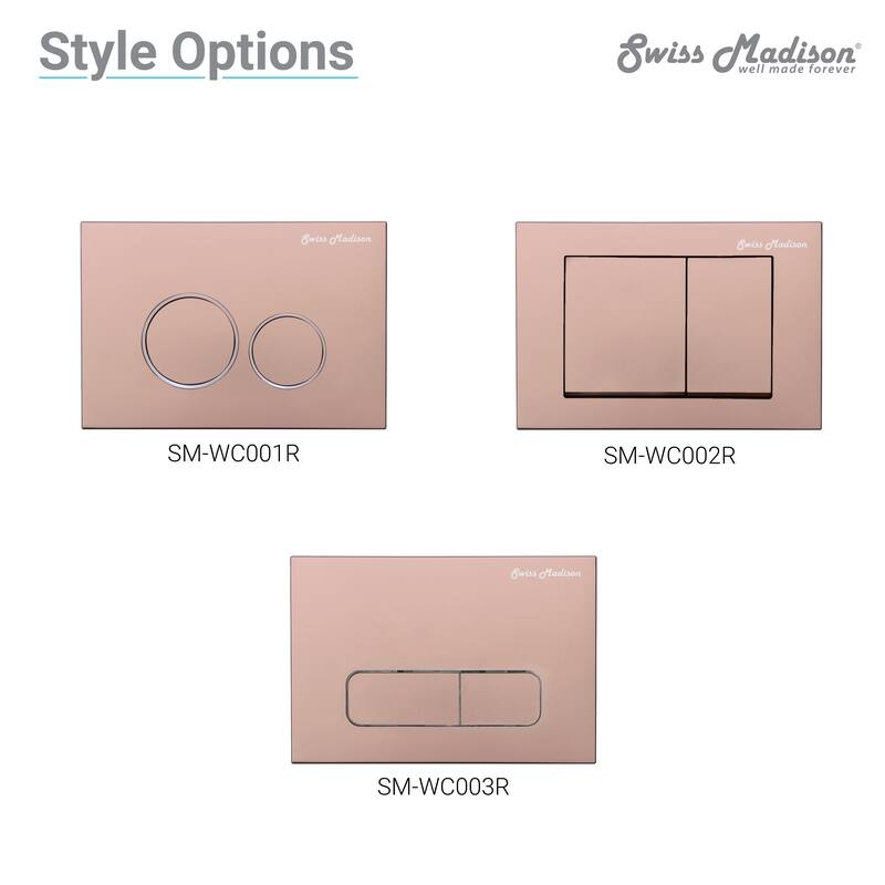 Wall Mount Dual Flush Actuator Plate with Rectangle Push Buttons