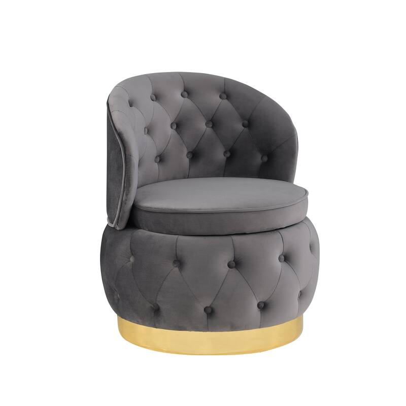 360 Degree Swivel Cuddle Barrel Accent Storage Chairs, Round Armchairs with Wide Upholstered