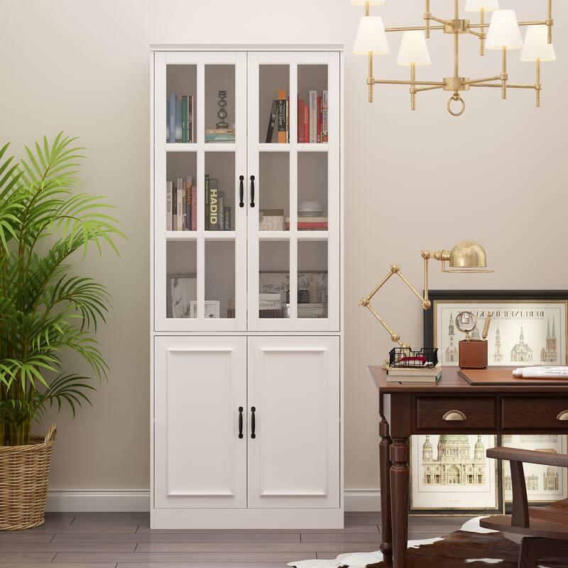 China Cabinet with Tempered Glass Doors Glass Door Storage Cabinet - 31.5"W