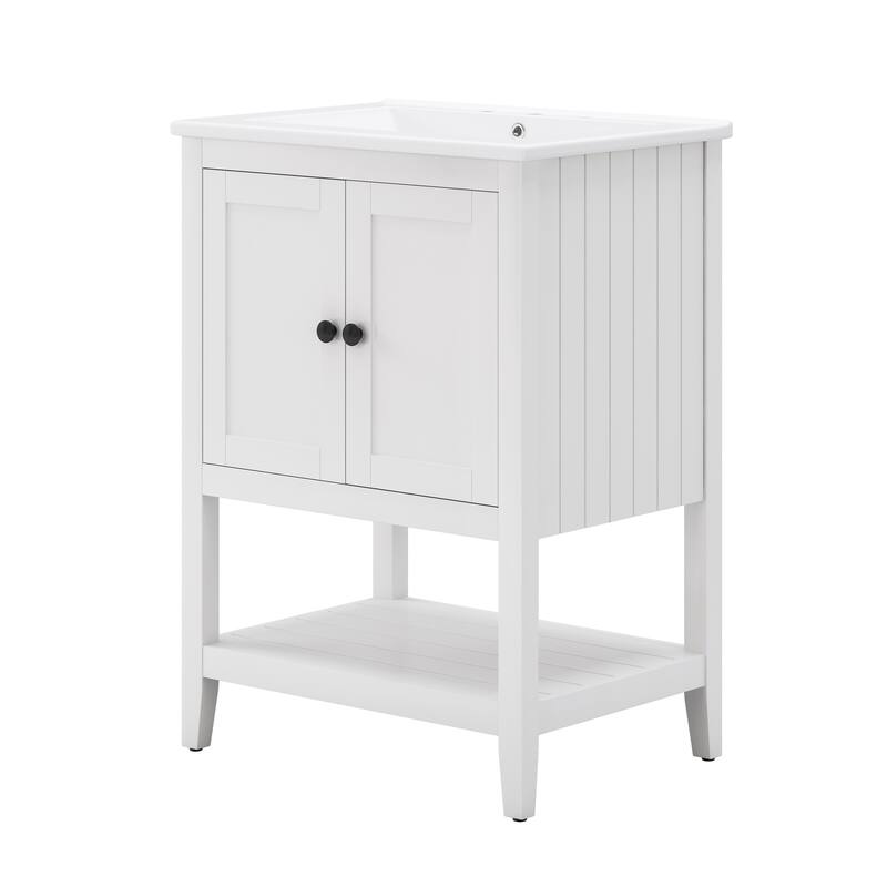 Modern Freestanding Bathroom Vanity with Solid Wood Frame and Ample Storage - 24in L