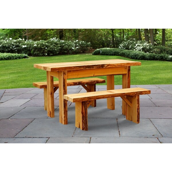 Live Edge Locust Wood 5' Autumnwood Table with 5' Wildwood Benches. Opens flyout.