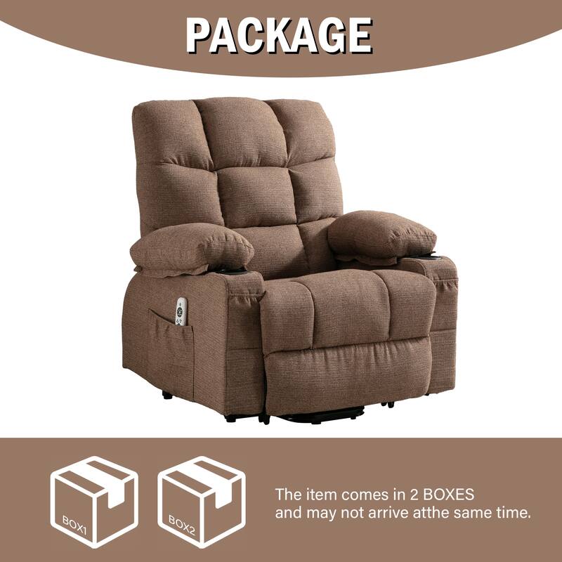 Electric Lift Recliner with Heating, Massage Therapy, USB Charging, and Handy Storage Pockets