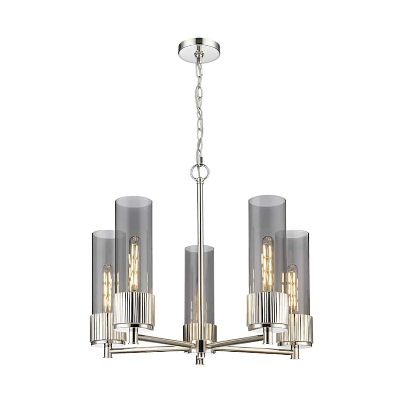 Innovations Lighting Bolivar - 5 Light 12" Chain Hung Chandelier. - Polished Nickel/Light Smoke