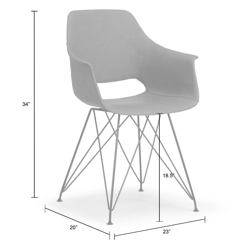 Alora Retro Modern Caramel-brown Arm Chair with Black Legs (Set of 2)