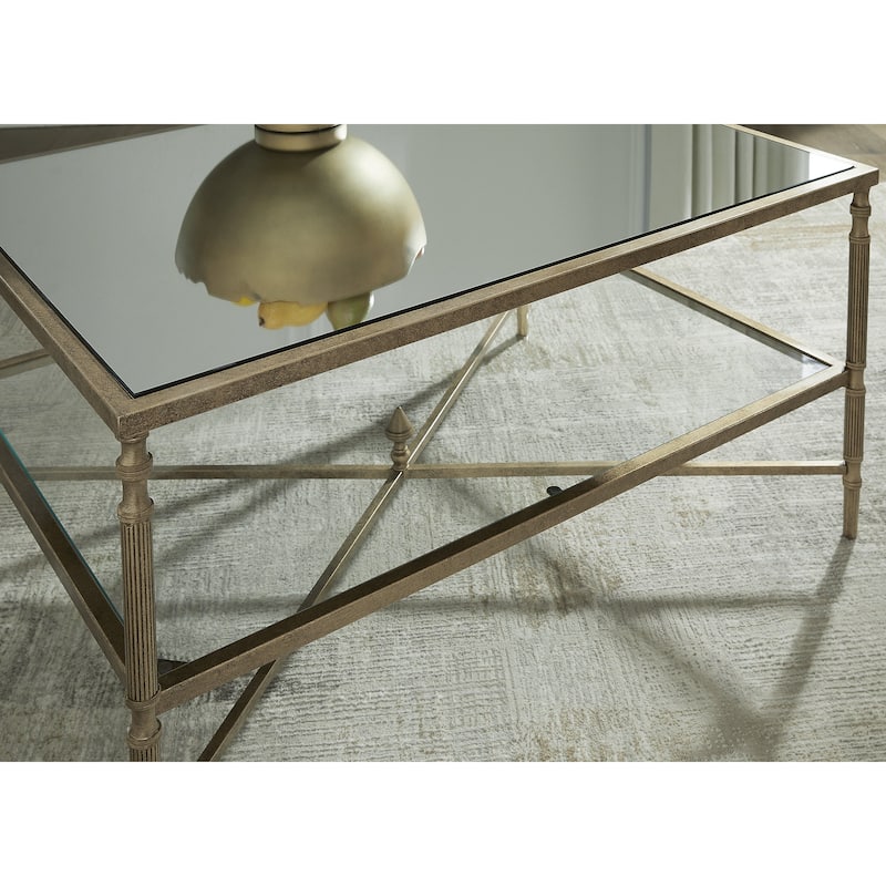 Signature Design by Ashley Cloverty Aged Gold Coffee Table - 37.75" W x 28" D x 19.25" H