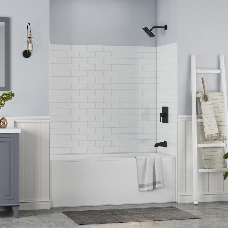 60 in. L x 36 in. W x 75 in. H Three-Piece Glue Up Alcove Shower Wall Surround in White - 60 x 75