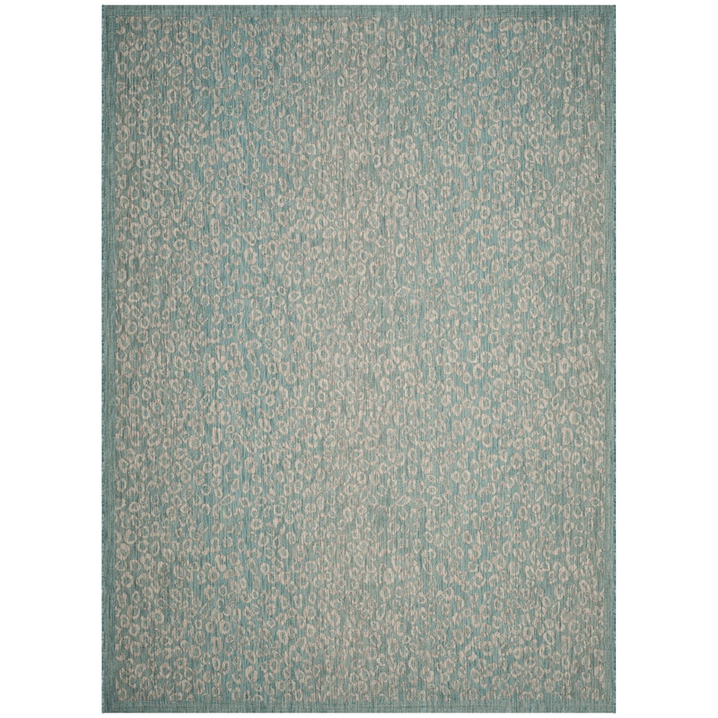 SAFAVIEH Courtyard Emira Indoor/ Outdoor Rug - 8' x 11' - Aqua/Grey