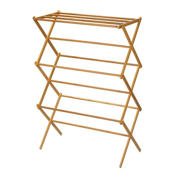 slide 1 of 6, Bamboo X-Frame Clothes Drying Rack