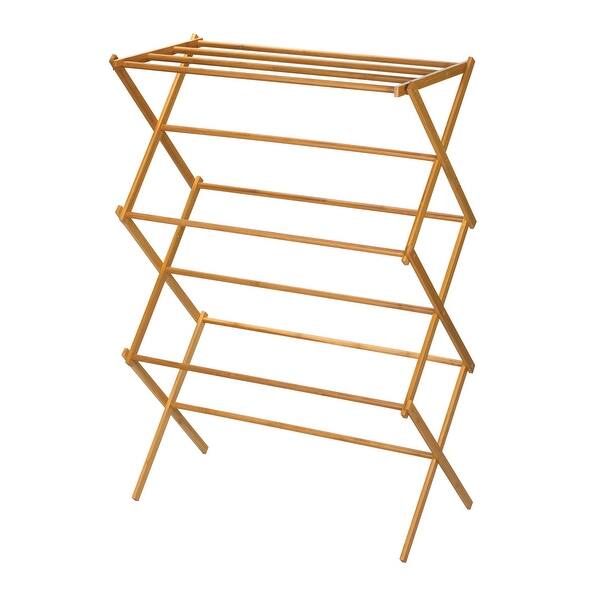 slide 1 of 6, Bamboo X-Frame Clothes Drying Rack
