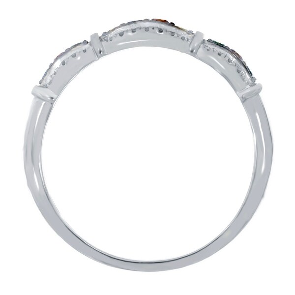 Prism Jewel 0.30Ct Round Green Diamond With Diamond Anniversary Ring
