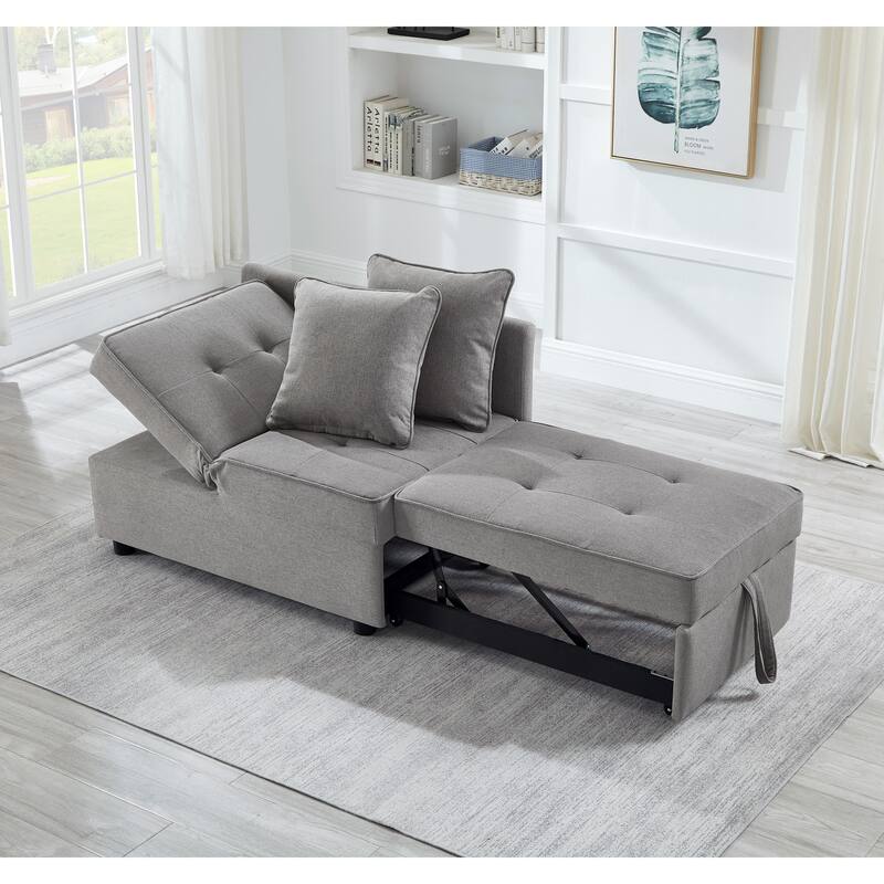 4-in-1 Sofa Bed - Convertible Recliner with Wood Frame
